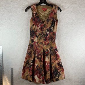 Lavia18 Fit & Flare Dress Women's 38 Multicolor Abstract Sleeveless‎ V-Neck 6557